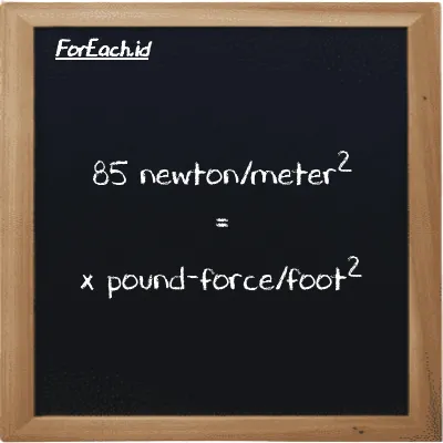 Example newton/meter<sup>2</sup> to pound-force/foot<sup>2</sup> conversion (85 N/m<sup>2</sup> to lbf/ft<sup>2</sup>)